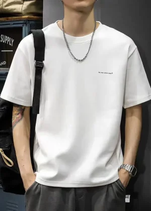 100% Pure Cotton Men's Printed T-shirt in Summer O-neck Short-sleeved Tops Loose White T-shirt High Quality Casual Men Clothing