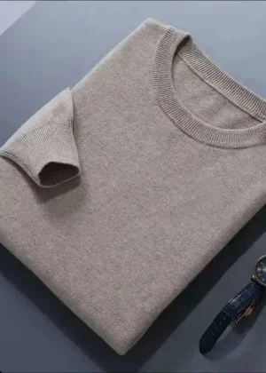 Cashmere Cotton Blended Pullover Men Sweater 2024 Autumn Winter Classic Round Neck All-match Jumper Pull Homme Knitted Sweaters