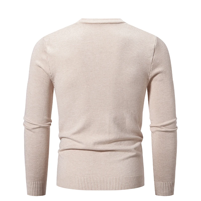 Autumn Men's Knitwear Thin Basic Elastic Slim Fit Inner Layer Thin Sweater Solid Color Casual Versatile - Image 2