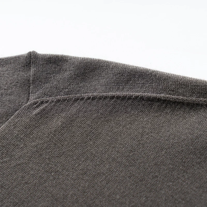 Men's 100% pure cashmere T-shirt knitted short sleeved sweater loose Mock collar Tops trendy luxury brand solid color Jumper - Image 6