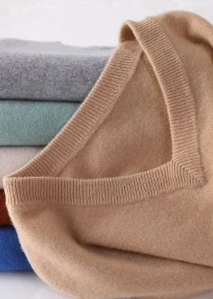 Soft Cashmere Sweater Men's Clothing Autumn Winter Pullover Business Casual Bottom V-neck Knitted Woolen Slim Fit Knitwear Male