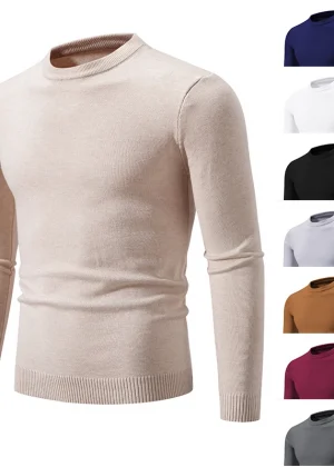 Autumn Men's Knitwear Thin Basic Elastic Slim Fit Inner Layer Thin Sweater Solid Color Casual Versatile