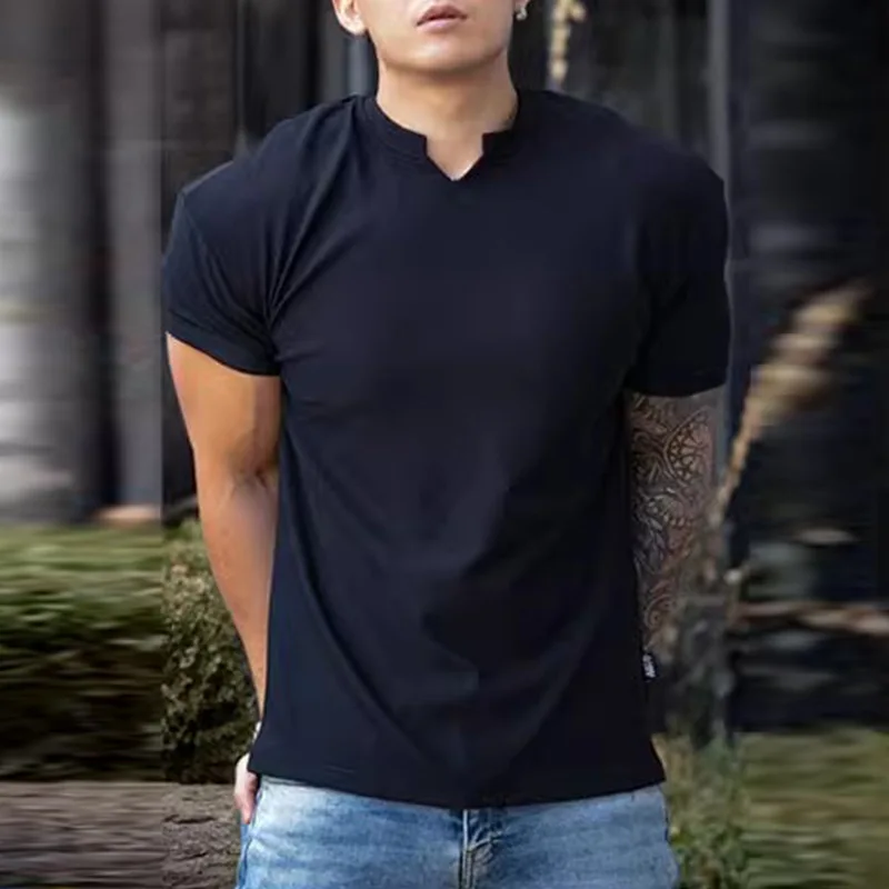 280g Heavy T-shirt Fabric Shoulder Pads With Large Anti-wrinkle Quick Drying Fitness Wear Sports Short Sleeve T-shirt For Men - Image 2