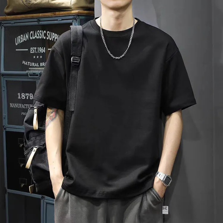 100% Pure Cotton Men's Printed T-shirt in Summer O-neck Short-sleeved Tops Loose White T-shirt High Quality Casual Men Clothing - Image 4