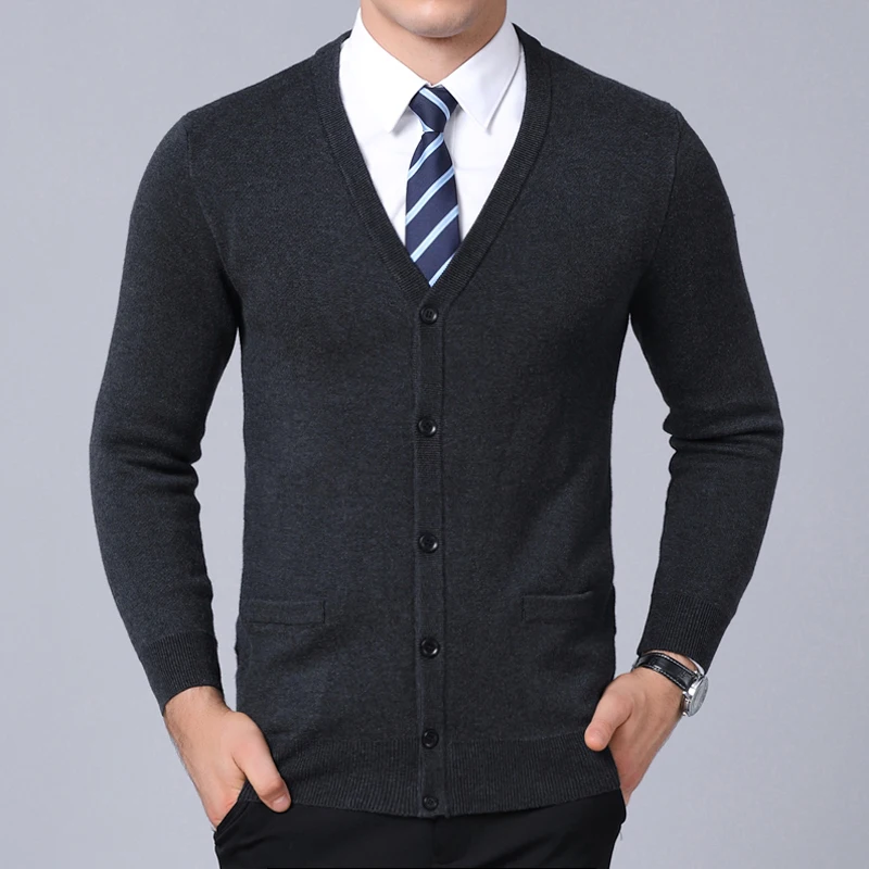 2021 New Fashion Brand Sweater For Mens Cardigan Coat V Neck Slim Fit Jumpers Knitwear Winter Korean Style Casual Mens Clothes - Image 4