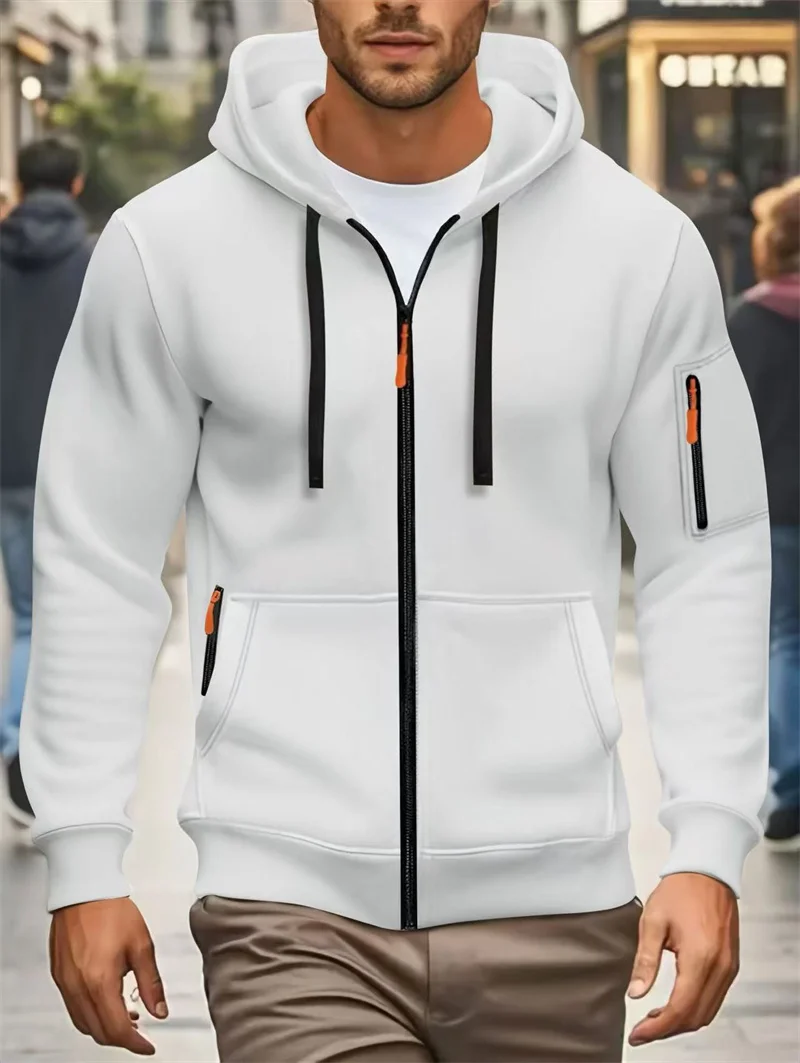 Men's Autumn Winter Hoodies Long Sleeve Sweatshirt Zipper Design Hooded Sweatshirt Men Sportswear Slim Fit Casual coat men tops