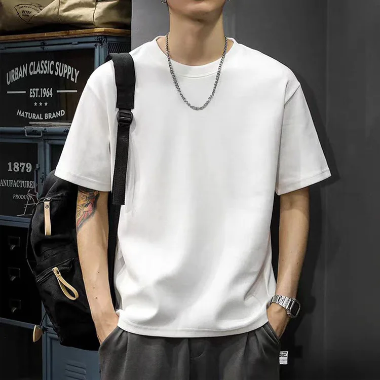 100% Pure Cotton Men's Printed T-shirt in Summer O-neck Short-sleeved Tops Loose White T-shirt High Quality Casual Men Clothing - Image 3